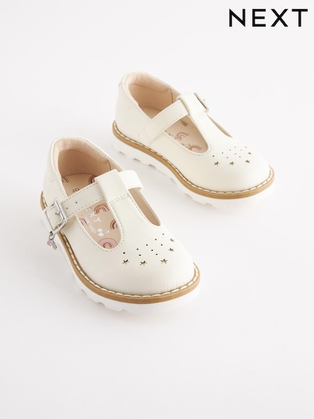 White Wide Fit (G) T-Bar Adjustable Buckle Shoes (256150) | € 19 - € 21