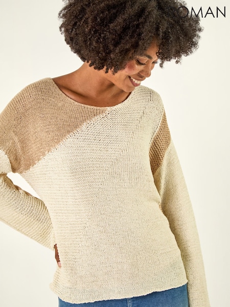 White - Roman Colour Block Knit Jumper