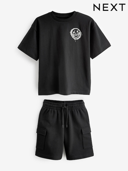 Črna s potiskom smile - 100% Cotton Short Sleeve T-Shirt and Cargo Shorts Set (3-16yrs) (256637) | € 14 - € 22