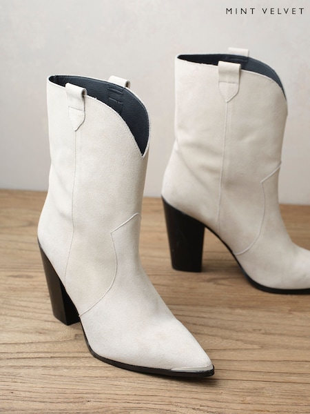 Mint Velvet Cream Cleo Cowboy Boots (256894) | €102