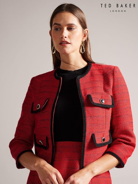Ted Baker Red Olivan Open Front Bouclé Jacket (256912) | €74