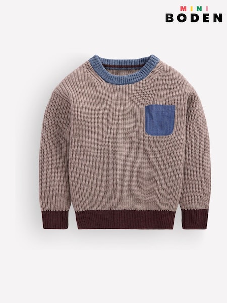 Grey - Boden Colour Block Jumper