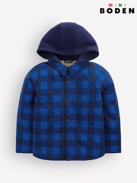 Blue - Boden Borg Lined Hooded Shirt