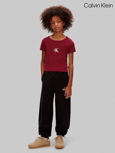Rot - Calvin Klein Ribbed T-shirt