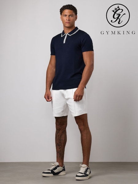 ខៀវ - Regular Gym King Portals Knitted Tipping Polo Shirt