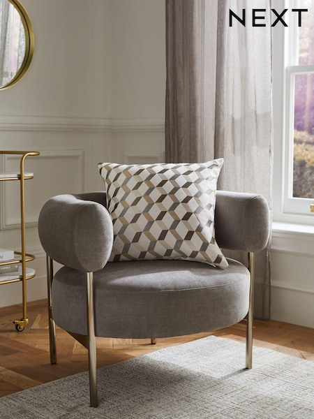 Champagne Gold Geometric Jacquard 50 x 50cm Cushion (258203) | 54 QAR