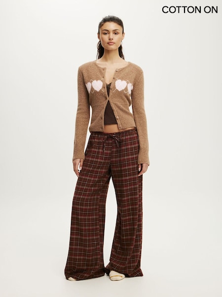 Brown - Cotton On Cloud Soft Wide Leg Flannel Pyjamas