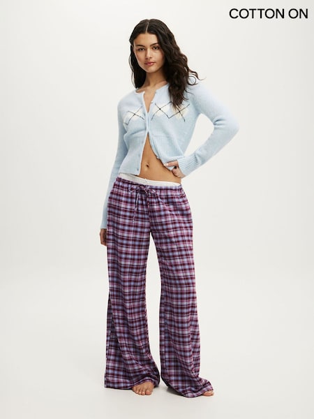 Blue - Cotton On Cloud Soft Wide Leg Flannel Pyjamas