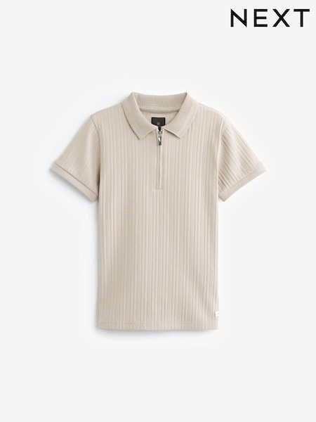 Stone Textured Short Sleeve Polo Shirt (3-16yrs) (258579) | €11 - €17