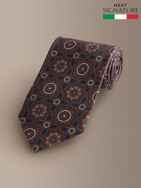 Navy - Regular Signature Italian Silk Design Tie