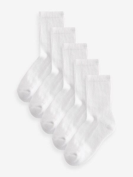 Weiß - Cotton Rich Cushioned Footbed Ribbed Ankle Socks 5 Pack (259051) | 7 € - 9 €