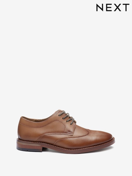Tan Brown School Leather Wing Cap Lace-Up Shoes (259126) | €31 - €39