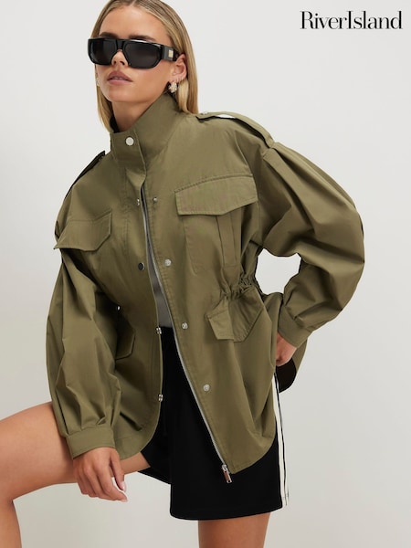 Green - River Island Petite Utility Drawstring Jacket