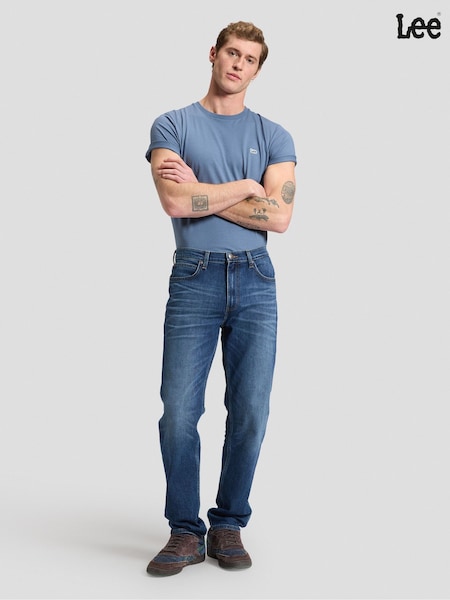 Blue - Regular Lee West Love It Loud Regular Straight Mid Washed Jeans