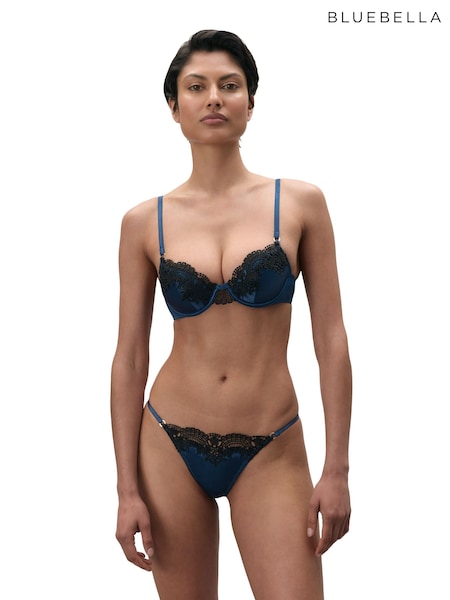 Blue - Bluebella Ida Luxury Satin Wired Moulded Bra