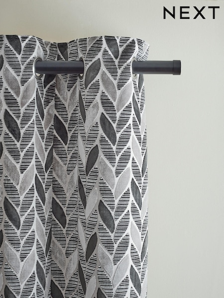 Grey Next Collection Luxe Heavyweight Velvet Leaf Eyelet Lined Curtains (260295) | €114 - €229