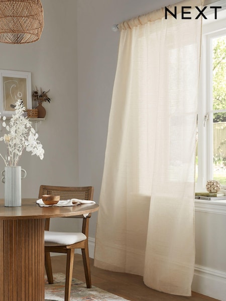 Natural Textured Voile Slot Top Unlined Sheer Panel Curtain (260394) | €13 - €18