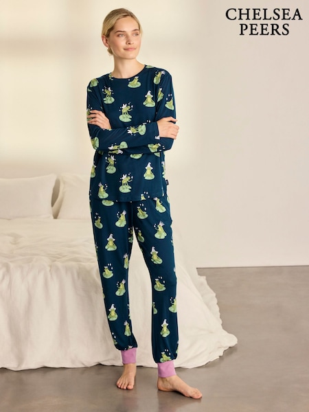 Green - Chelsea Peers Enchanted Frog Print Long Pyjamas Set
