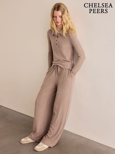 Marrón - Chelsea Peers Ribbed Knit Joggers
