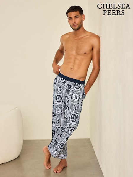 Blanco y negro - Regular Chelsea Peers Cotton Once Upon A Time Tile Print Long Pyjamas Bottoms