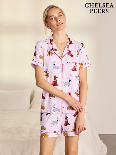 Pink - Chelsea Peers Fairytale Dogs Print Short Pyjamas Set