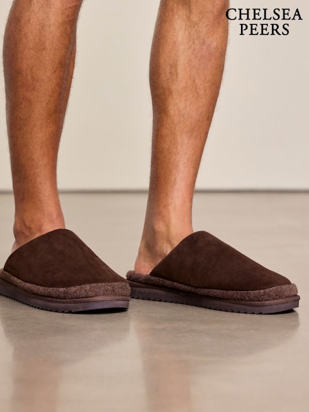 Қоңыр - Regular Chelsea Peers Suede Cowhide Mule Slippers