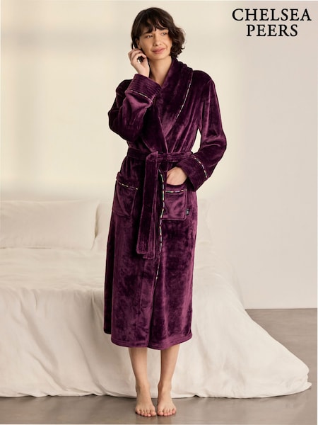 Жасыл - Chelsea Peers Fleece Jewel Stripe Long Dressing Gown
