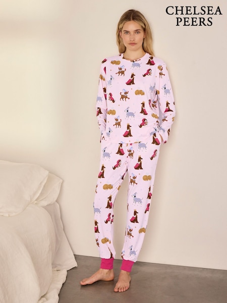 Roze - Chelsea Peers Lang Pyjamaset met Sprookjeshondenprint