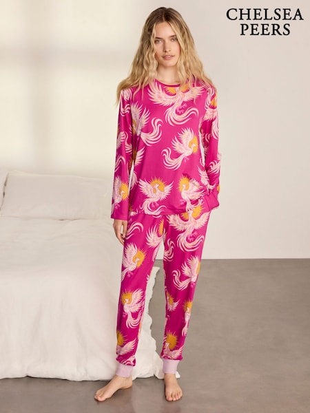 Pink - Chelsea Peers Solar Phoenix Print Long Pyjamas Set