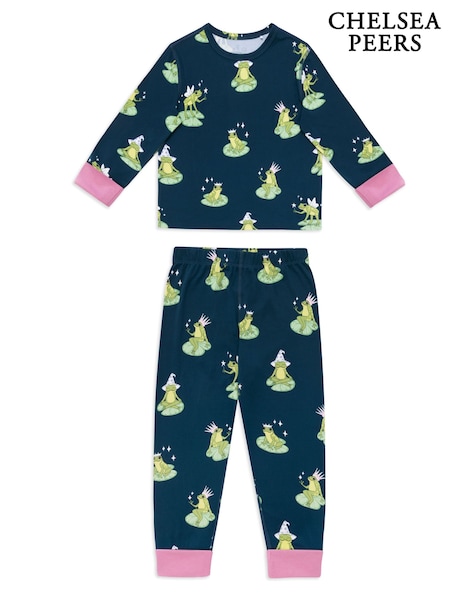 Green - Chelsea Peers Kids Enchanted Frog Print Long Pyjamas Set