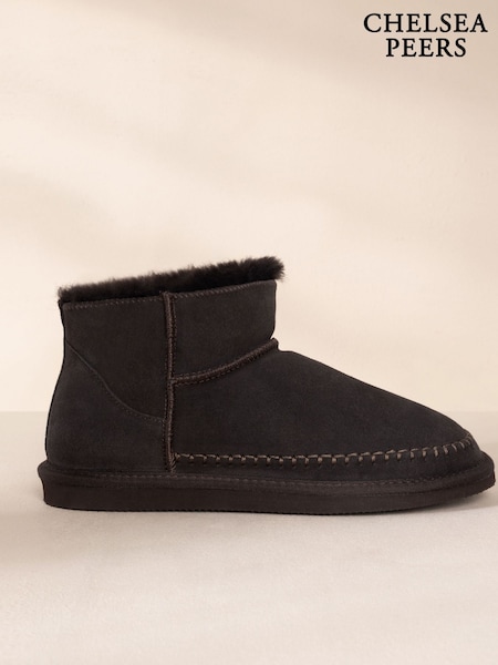 Marrón - Pantuflas tipo botín mini de piel de vaca de ante Chelsea Peers