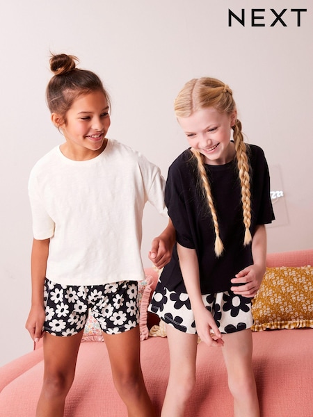 črna/bela rožast vzorec - 100% Cotton Short Pyjamas 2 Pack (3-16yrs) (261337) | € 13 - € 18