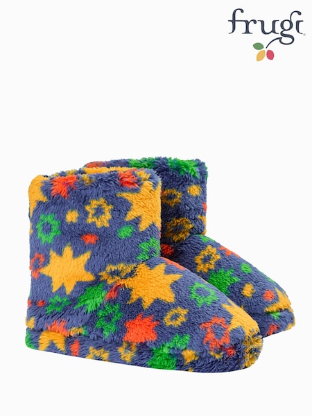 Azul - Pantuflas de forro polar acogedoras Frugi