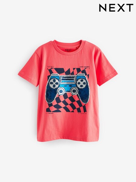 Red Controller Short Sleeve Flippy Sequin T-Shirt (3-16yrs) (261837) | €5.50 - €7.50