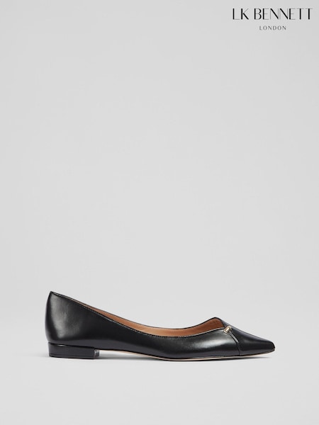Negru - LK Bennett Cally Leather Pantofi cu talpa plată (261851) | 1,246 LEI