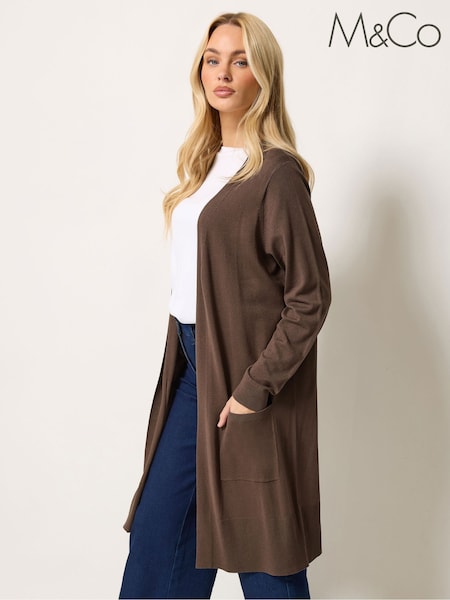 Marron chocolat - M&co Longline Cardigan