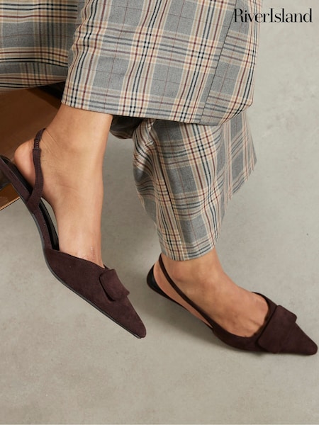 بني - River Island Point Slingback Court Heels