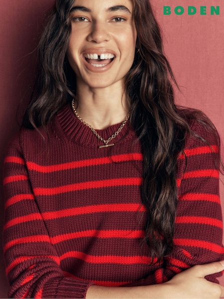 Brown - Boden Lucy Chunky Cotton Jumper