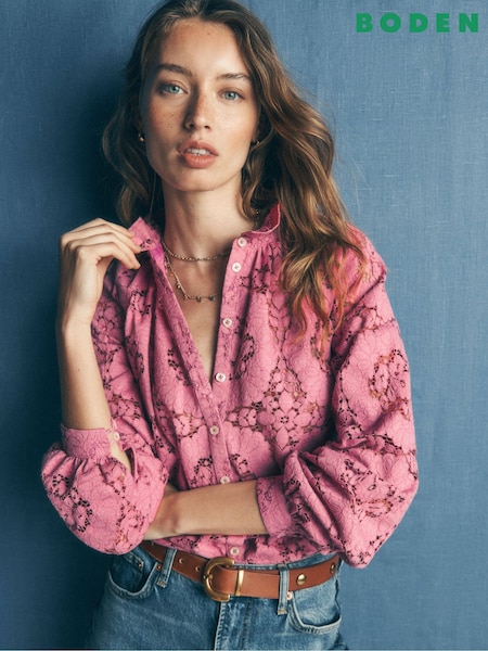 Pink - Boden Erica Lace Top