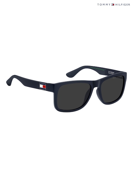 Blue - Regular Tommy Hilfiger Rectangular Sunglasses In Matte Blue