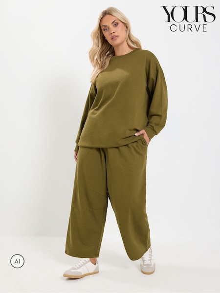 Жасыл - Yours Curve Sweatshirt And Barrel Joggers Set