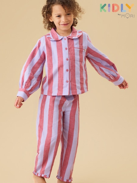 Rosa - Kidly By Mori Striped Soft Cotton Button Through Pyjamas