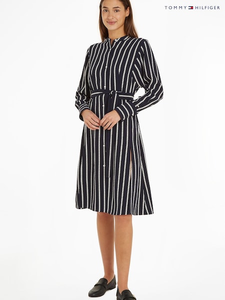 Tommy Hilfiger Blue Argyle Stripe Midi Shirt Dress (262447) | €72