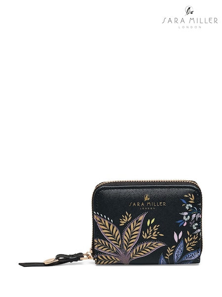 Black - Sara Miller Black Small Zip Botanic Purse