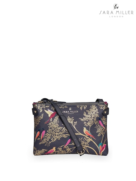Blå - Sara Miller Blue Zip Cross-body Smokey Birds Bag