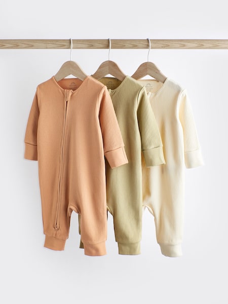 Sage zelena - 3 Pack Baby 100% Cotton Sleepsuits (0mths-3yrs) (262858) | € 15 - € 17