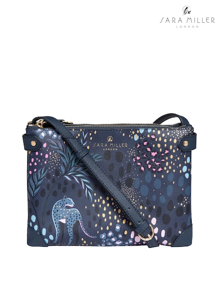 Bleu - Sara Miller Zip Cross-body Midnight Leopard Bag