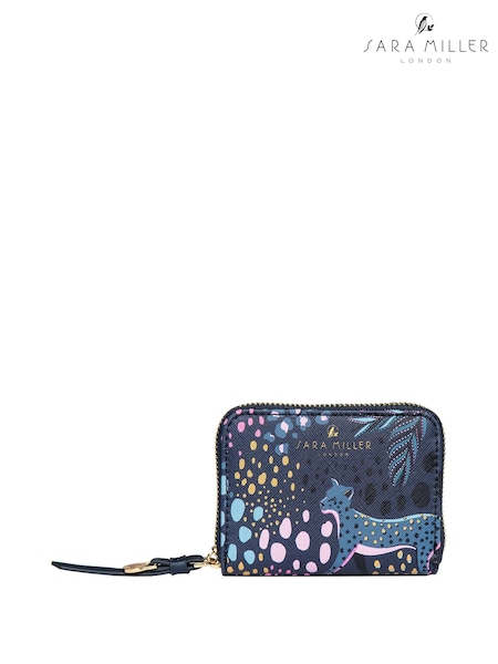 Blue - Sara Miller Blue Small Zip Midnight Leopard Purse