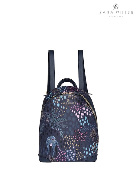 Bleu - Sara Miller Blue Mini Midnight Leopard Backpack