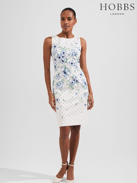 Hobbs Blue/White Fiona Dress (263172) | €89